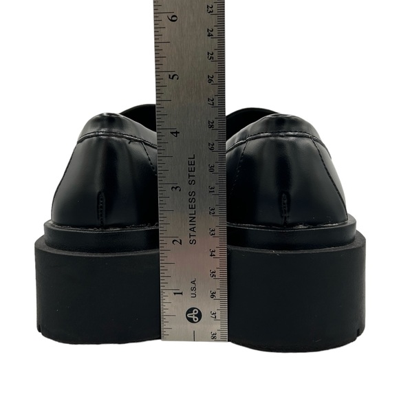 H&M Black Faux Leather Chunky Platform Preppy Slip On Penny Loafers (6) - Picture 13 of 16
